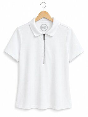 MICHAEL KORS | White Collared Zip-Up Shirt – Women’s Large